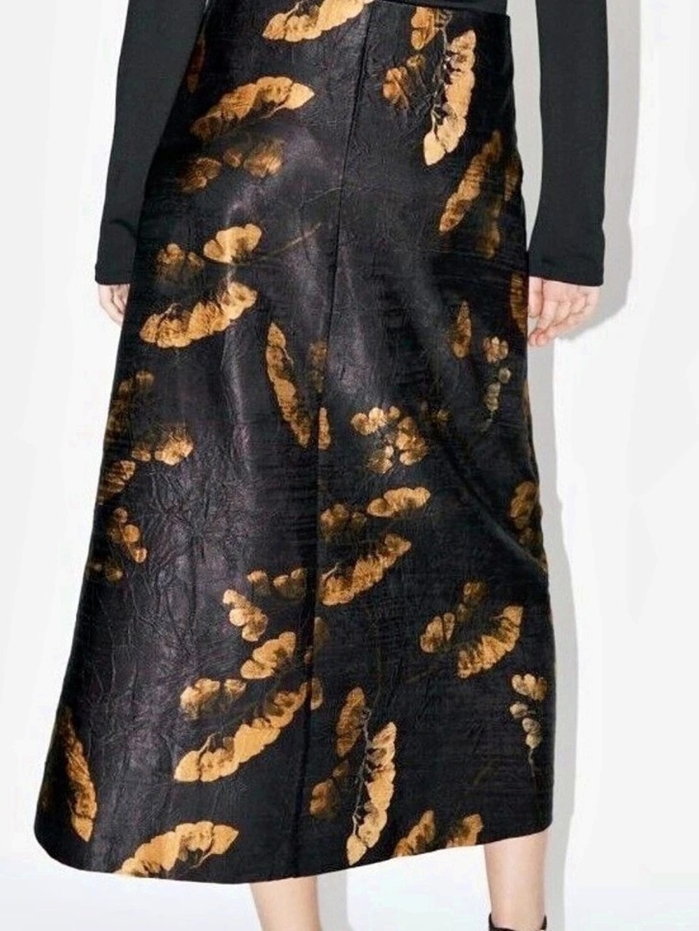 Zara Woman ZW Collection High-Waist Layered / Draped Printed Midi Skirt NWOT